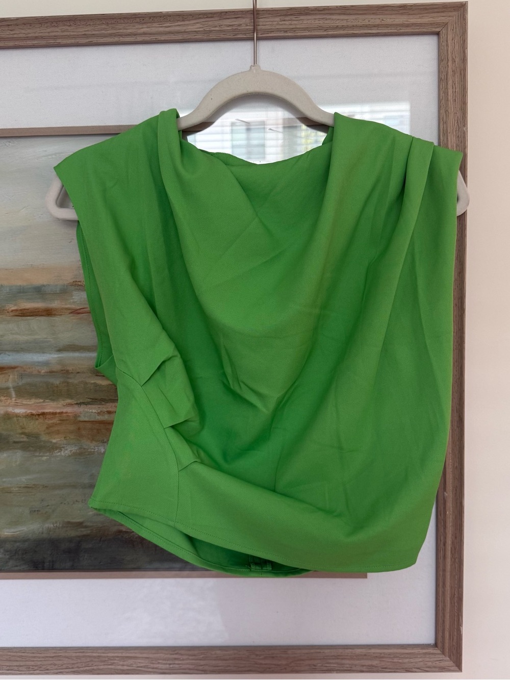 Sleeveless Green Draped Women’s Blouse